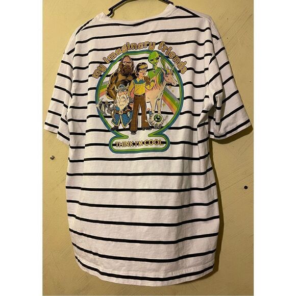 Steven Rhodes Men Striped Tshirt “My Imaginary Friends Think I’m Cool sz L - Picture 8 of 9